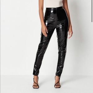 Black Vinyl Slim Leg Pants